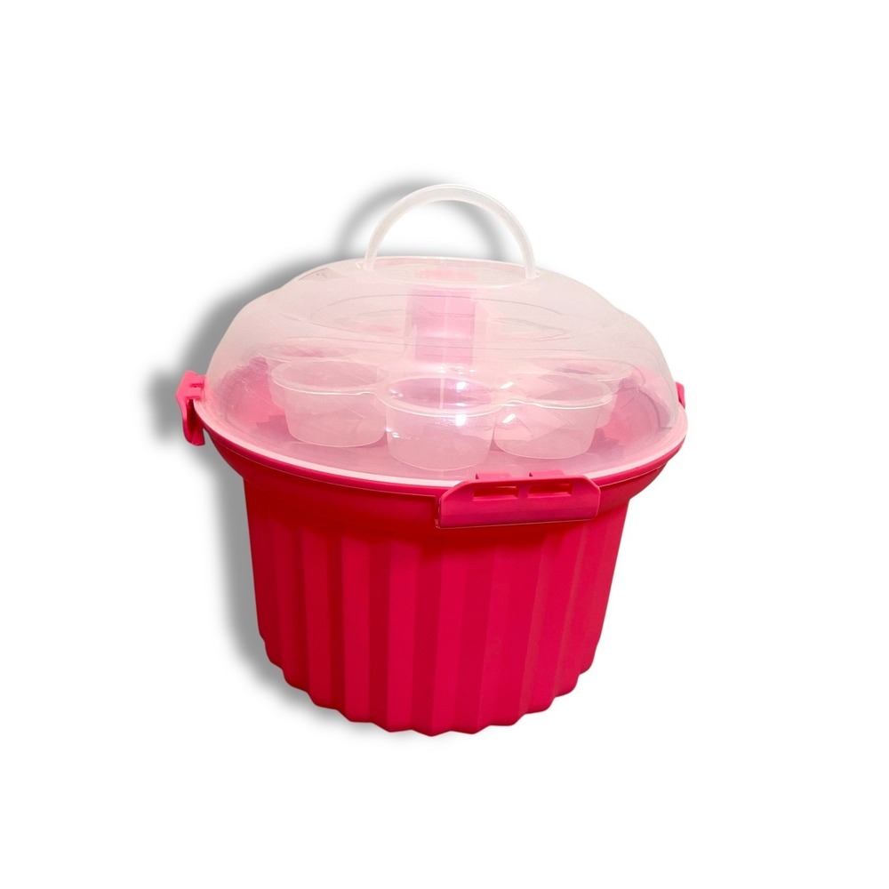 Fox Run Giant Pink Cupcake Carrier Carousel 24 Cupcakes Muffins